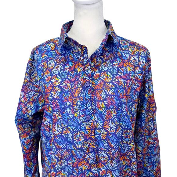 VILEBREQUIN Geometric Cotton Shirtdress Womens L Multi Turtle Shell Print Resort - Picture 9 of 16